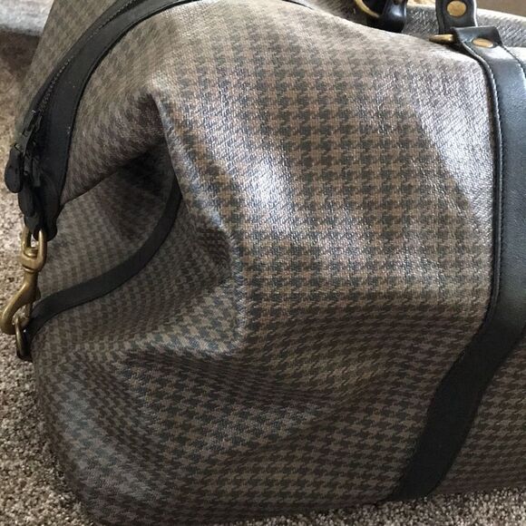 RAREST GHURKA MARLEY HODGSON STONE GREY DERBY PLAID DUFFLE TRAVEL BAG - Picture 5 of 11